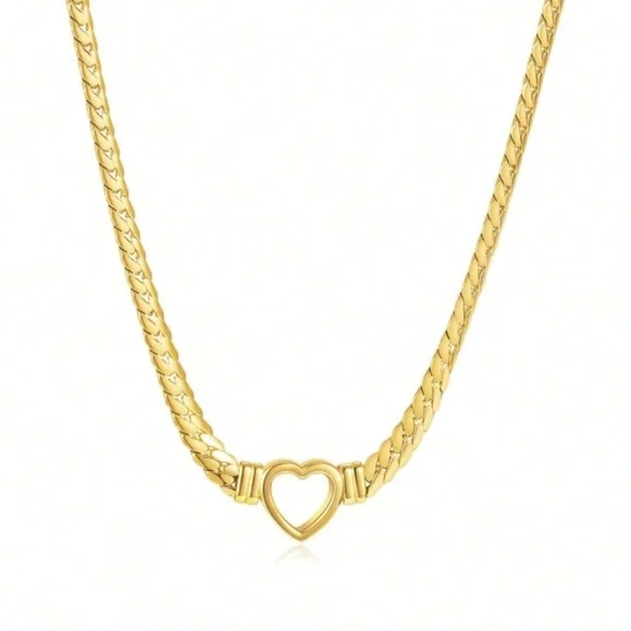 18K Gold Filled Heart Link Necklace Only - Picture 1 of 1